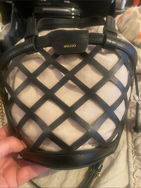 Arezzo Black Lattice Crossbody with Cream Insert